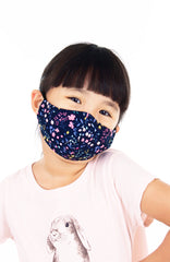 KIDS Dainty Tulip Petals Pure Cotton Face Mask - Navy