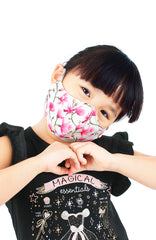KIDS Falling Cherry Blossoms Pure Cotton Face Mask - White