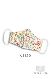 KIDS Ferns Illustrated Pure Cotton Face Mask - Creme