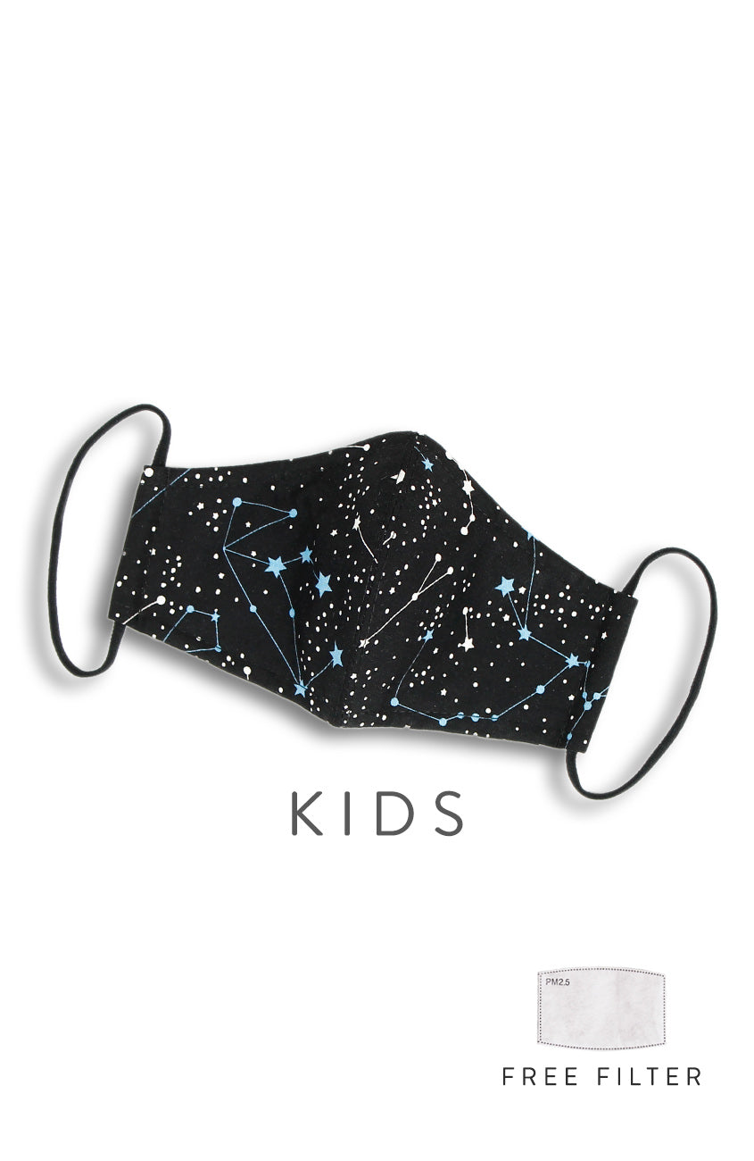 KIDS Moonlight Galaxy Pure Cotton Face Mask - Onyx Black