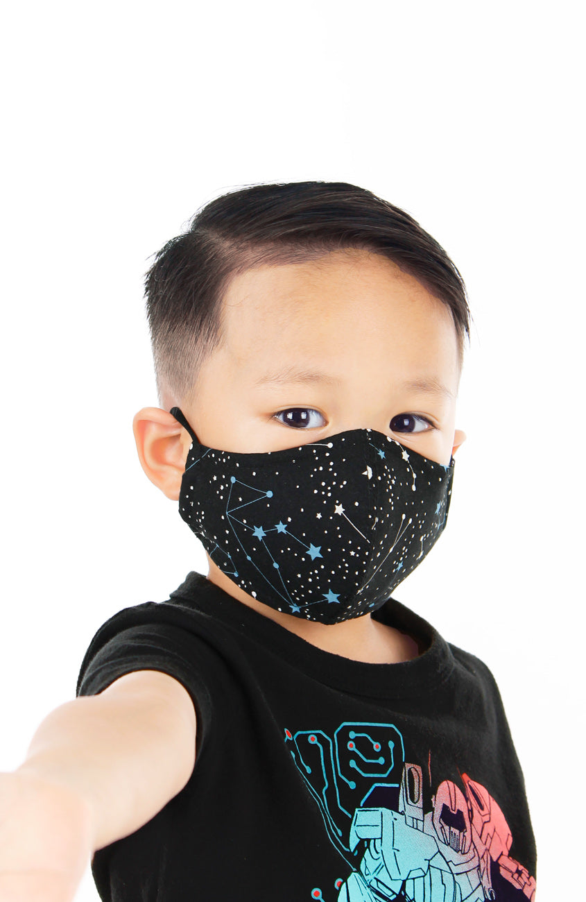 KIDS Moonlight Galaxy Pure Cotton Face Mask - Onyx Black