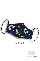KIDS Rainbow Dreams Pure Cotton Face Mask - Navy