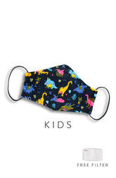 KIDS Wild Dinosaur Friends Pure Cotton Face Mask - Navy