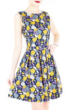 Kaleidoscope Ice Flakes Flare Dress - Night Blue