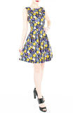 Kaleidoscope Ice Flakes Flare Dress - Night Blue
