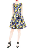 Kaleidoscope Ice Flakes Flare Dress - Night Blue