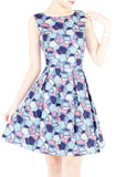 Kaleidoscope Ice Flakes Flare Dress - Sky Blue