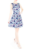 Kaleidoscope Ice Flakes Flare Dress - Sky Blue