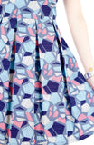 Kaleidoscope Ice Flakes Flare Dress - Sky Blue