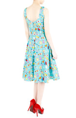 Kawaii Soap Opera Flare Midi Dress - Turquoise