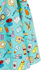 Kawaii Soap Opera Flare Midi Dress - Turquoise