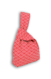 Kyoto Seigaiha Japanese Prosperity Bag in Red - Reversible