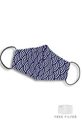 Kyoto Seigaiha Pure Cotton Face Mask - Midnight Blue
