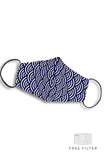 Kyoto Seigaiha Pure Cotton Face Mask - Midnight Blue