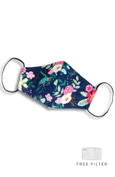 La Vie en Rose Pure Cotton Face Mask - Navy