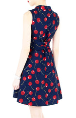 Lady Love Song Flare Dress with Wooden Buttons - Cherry