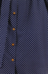 Lady Love Song Flare Dress with Wooden Buttons - Polka Dot Blue