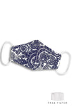 Ladylike Lace Pure Cotton Face Mask - Royal Blue