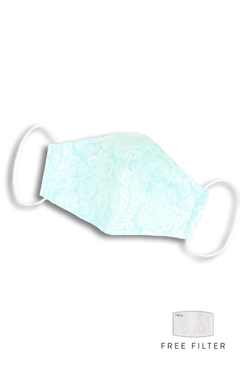 Ladylike Lace Pure Cotton Face Mask - Tiffany