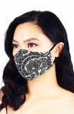 Ladylike Lace Pure Cotton Face Mask - White & Black