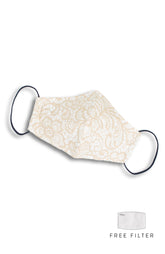 Lavished in Lace Pure Cotton Face Mask - Champagne