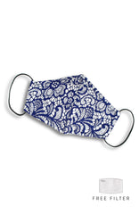 Lavished in Lace Pure Cotton Face Mask - Oxford Blue