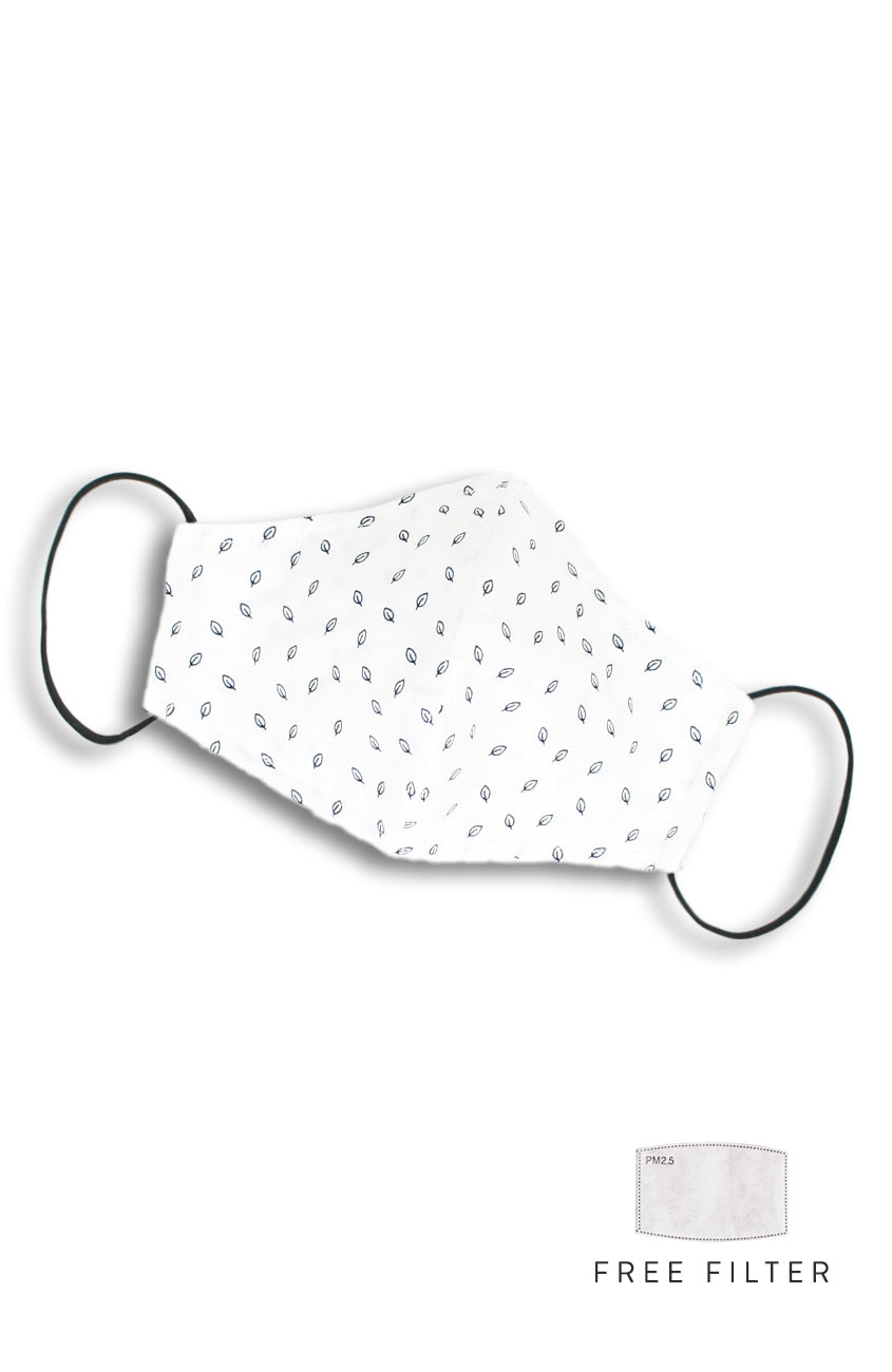 Leaf it to Luck Pure Cotton Face Mask - White Dove