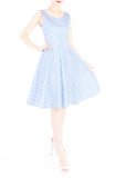 ‘Let’s Do The Polka’ Flare Midi Dress - Baby Blue