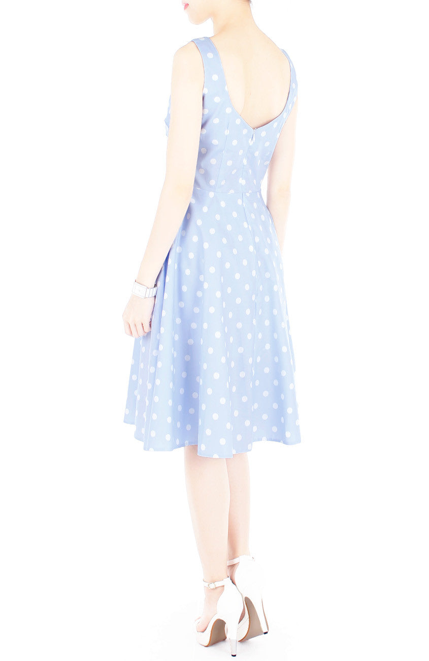 ‘Let’s Do The Polka’ Flare Midi Dress - Baby Blue