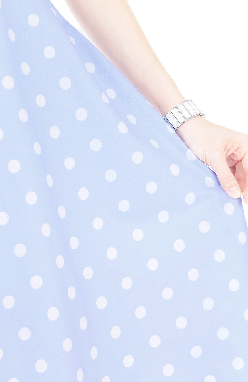 ‘Let’s Do The Polka’ Flare Midi Dress - Baby Blue