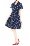 ‘Let’s Do The Polka’ Emma Two-way Shirtdress - Midnight Blue