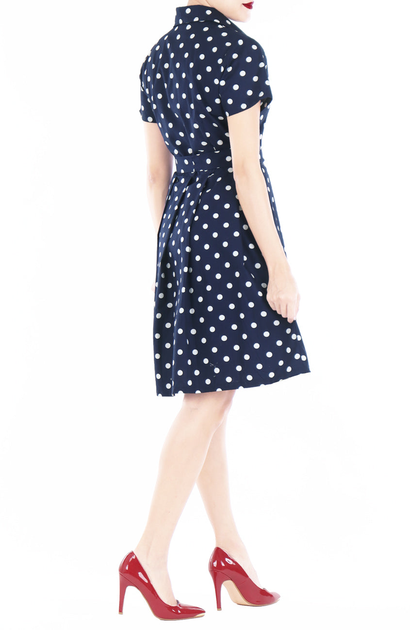 ‘Let’s Do The Polka’ Emma Two-way Shirtdress - Midnight Blue