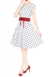 ‘Let’s Do The Polka’ Flare Tea Dress - White