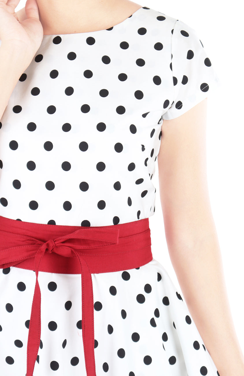 ‘Let’s Do The Polka’ Flare Tea Dress - White