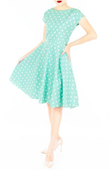 ‘Let’s Do The Polka’ Flare Tea Dress - Pistachio