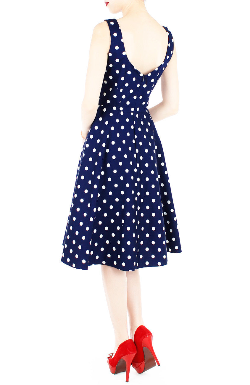 ‘Let’s Do The Polka’ Flare Midi Dress - Admiral Blue