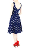 ‘Let’s Do The Polka’ Flare Midi Dress - Admiral Blue