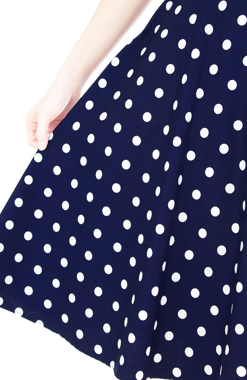 ‘Let’s Do The Polka’ Flare Midi Dress - Admiral Blue