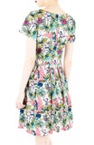 Let’s Fla-mingle Flare Dress with Short Sleeves - Ivory White