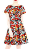 Let’s Fla-mingle Flare Dress with Short Sleeves - Ruby Red