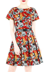 Let’s Fla-mingle Flare Dress with Short Sleeves - Ruby Red