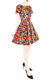 Let’s Fla-mingle Flare Dress with Short Sleeves - Ruby Red