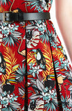 Let’s Fla-mingle Flare Dress with Short Sleeves - Ruby Red