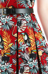 Let’s Fla-mingle Flare Dress with Short Sleeves - Ruby Red