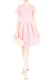 ‘Let’s Do The Polka’ Flare Dress with Sleeves - Azalea Pink