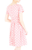 ‘Let’s Do The Polka’ Flare Dress with Sleeves - Azalea Pink