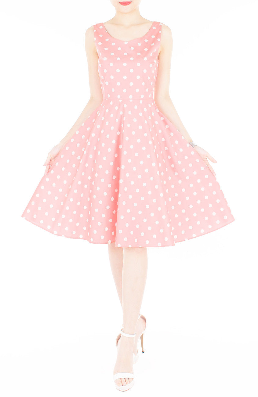 ‘Let’s Do The Polka’ Flare Midi Dress - Amaranth Pink