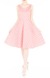 ‘Let’s Do The Polka’ Flare Midi Dress - Amaranth Pink