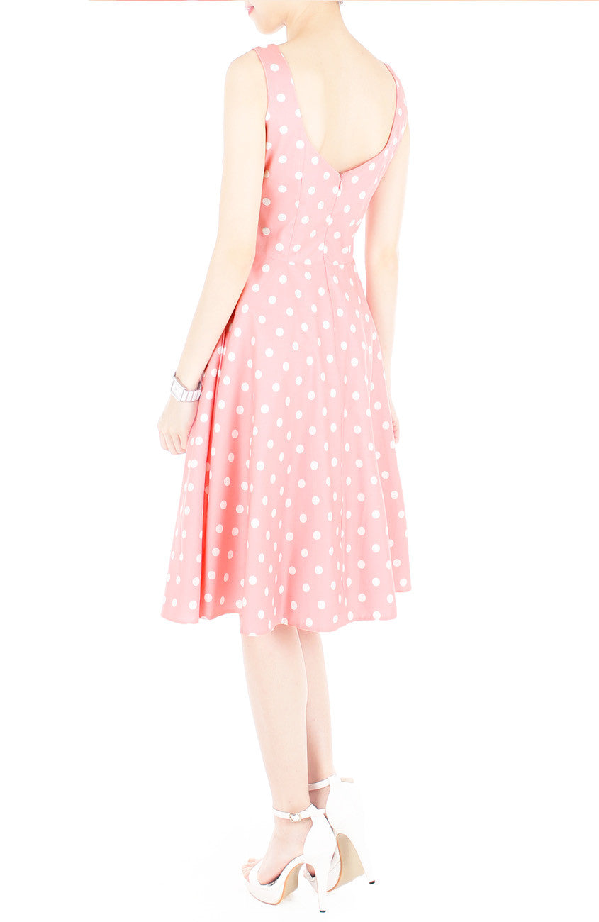 ‘Let’s Do The Polka’ Flare Midi Dress - Amaranth Pink