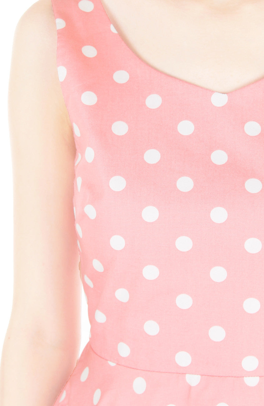 ‘Let’s Do The Polka’ Flare Midi Dress - Amaranth Pink